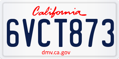 CA license plate 6VCT873