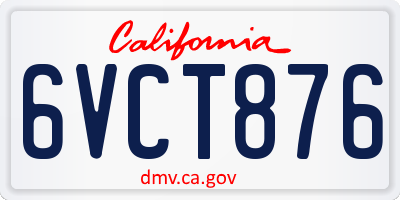 CA license plate 6VCT876