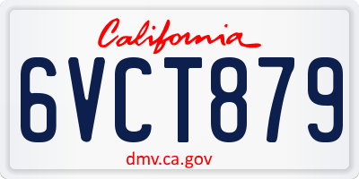 CA license plate 6VCT879