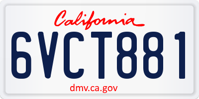 CA license plate 6VCT881