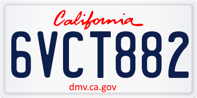 CA license plate 6VCT882