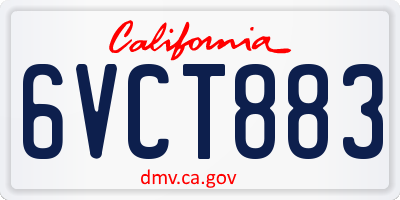 CA license plate 6VCT883