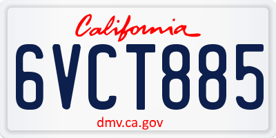 CA license plate 6VCT885