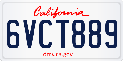 CA license plate 6VCT889