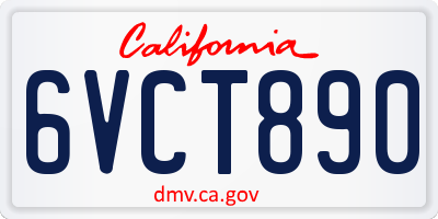 CA license plate 6VCT890