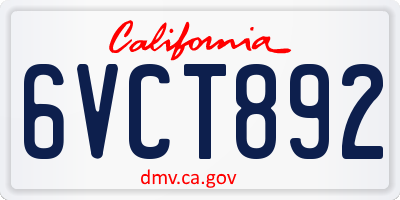 CA license plate 6VCT892
