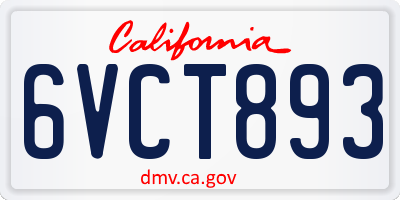 CA license plate 6VCT893