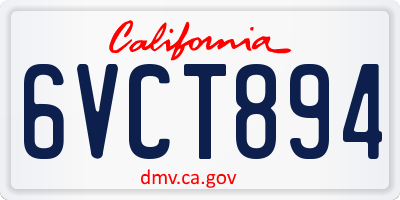 CA license plate 6VCT894