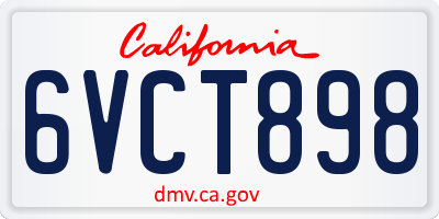 CA license plate 6VCT898