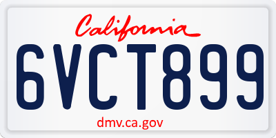 CA license plate 6VCT899