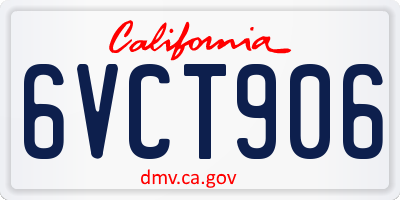CA license plate 6VCT906