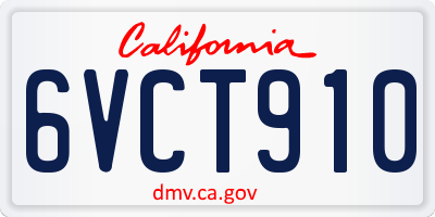 CA license plate 6VCT910