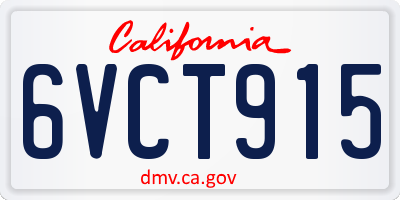CA license plate 6VCT915