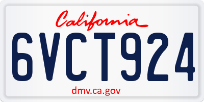 CA license plate 6VCT924