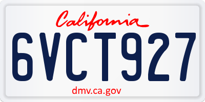 CA license plate 6VCT927