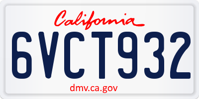 CA license plate 6VCT932