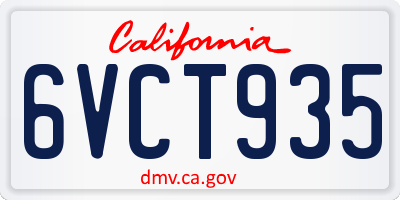 CA license plate 6VCT935