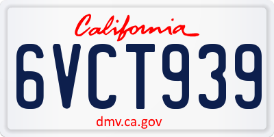 CA license plate 6VCT939