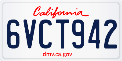 CA license plate 6VCT942