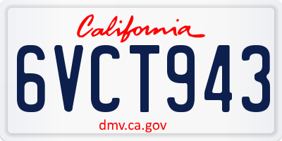 CA license plate 6VCT943