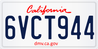 CA license plate 6VCT944