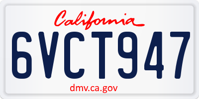 CA license plate 6VCT947