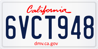 CA license plate 6VCT948