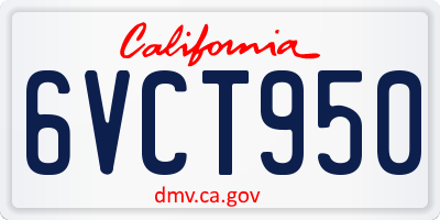 CA license plate 6VCT950