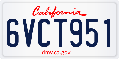 CA license plate 6VCT951