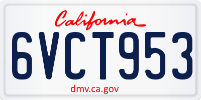CA license plate 6VCT953