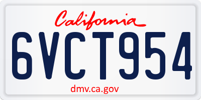 CA license plate 6VCT954