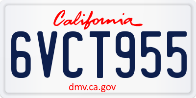CA license plate 6VCT955
