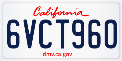 CA license plate 6VCT960