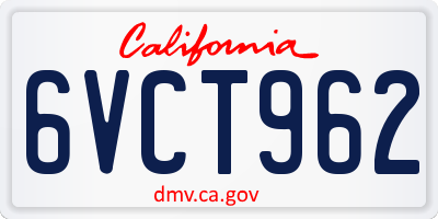 CA license plate 6VCT962
