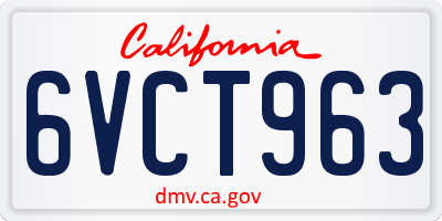 CA license plate 6VCT963