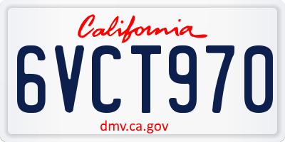 CA license plate 6VCT970