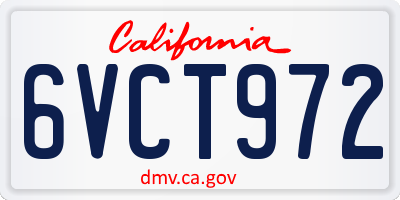 CA license plate 6VCT972