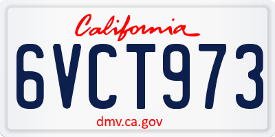 CA license plate 6VCT973