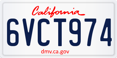 CA license plate 6VCT974
