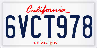 CA license plate 6VCT978