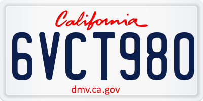 CA license plate 6VCT980