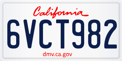 CA license plate 6VCT982