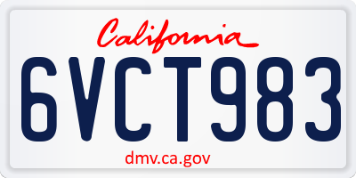 CA license plate 6VCT983