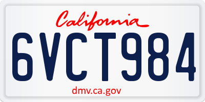 CA license plate 6VCT984