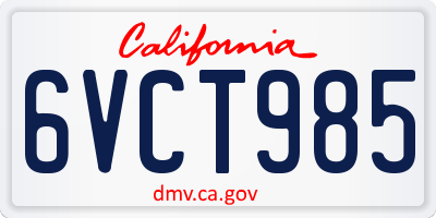 CA license plate 6VCT985