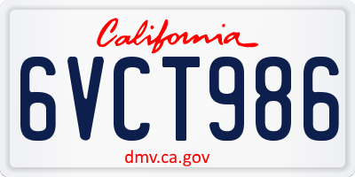 CA license plate 6VCT986