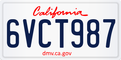 CA license plate 6VCT987