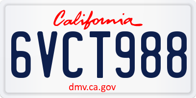 CA license plate 6VCT988