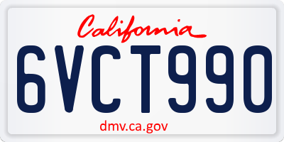 CA license plate 6VCT990