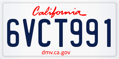 CA license plate 6VCT991